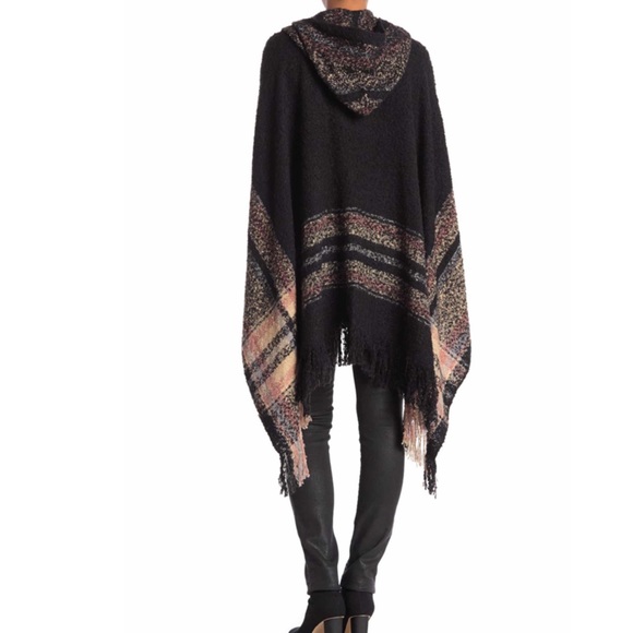 Hooded Poncho in Black - Picture 2 of 3